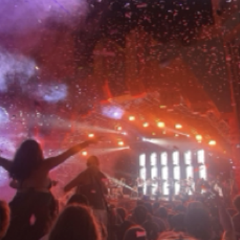 People walking through an outdoor festival.